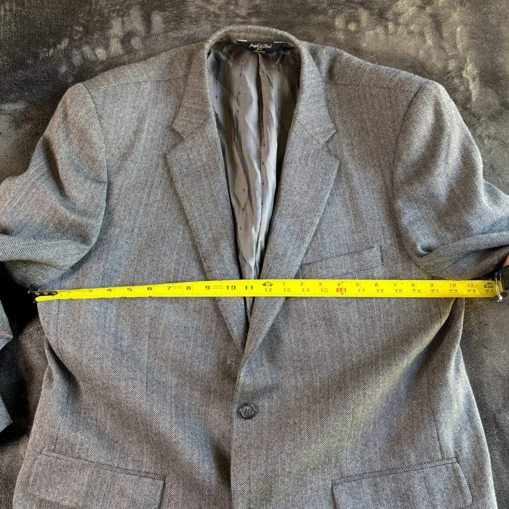 Joseph & Feiss Gold Mens 46L Gray 100% Lambswool Blazer Sport Coat